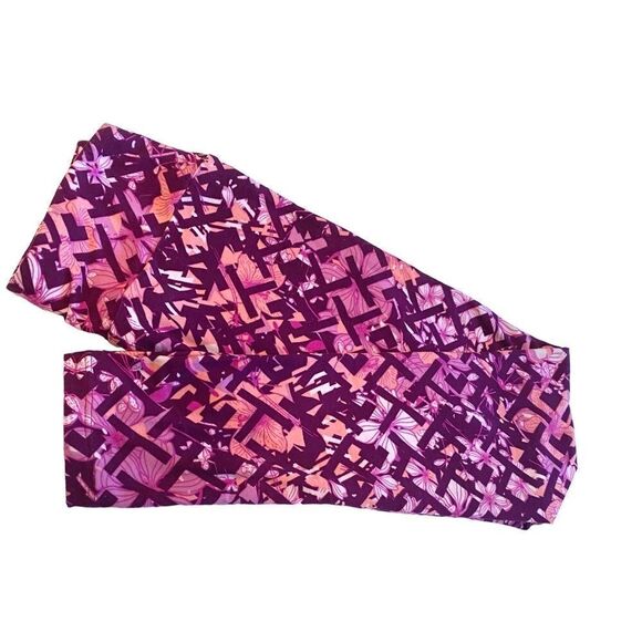 1228 LuLaRoe Leggings Size OS Purple Pink Abstract Print New - Picture 1 of 5